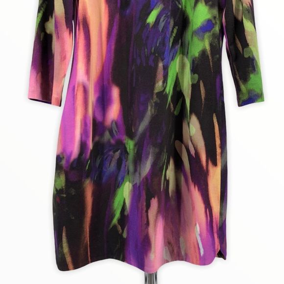 Trina Turk Watercolor Elbow Sleeve Sheath Dress - Picture 3 of 11